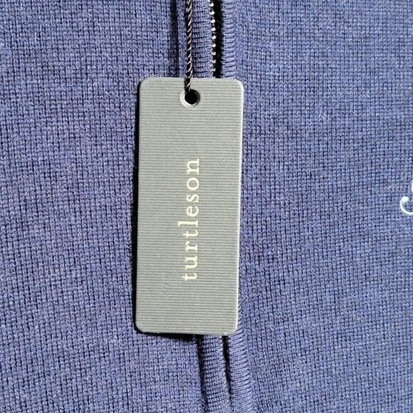 Turtleson Sweater Mens Small Navy Blue Lined Merino 1/4 Zip Marine Lawn MFI4S02 - Picture 12 of 16